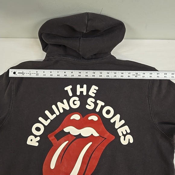H&M Rolling Stones Sweatshirt Mens Size Large Black Lips Tongue Logo Hoodie - Picture 9 of 11